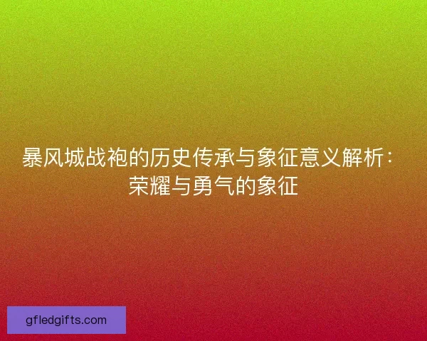 暴风城战袍的历史传承与象征意义解析：荣耀与勇气的象征