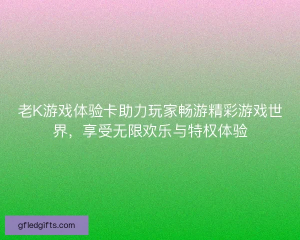 老K游戏体验卡助力玩家畅游精彩游戏世界，享受无限欢乐与特权体验